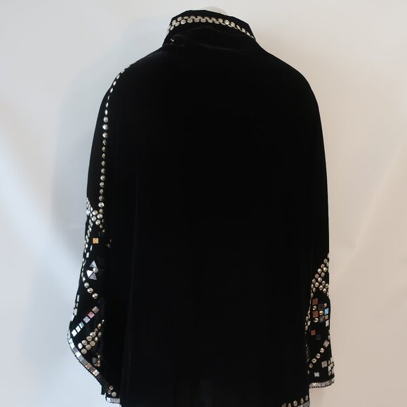NWT Tina Demel Black Velvet Mirrored Embellished Peter Pan Collar Capelet OS - Picture 11 of 14